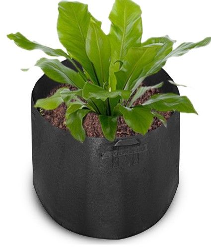 Photo 1 of 45 Gallon Fabric Plant Grow Bags W/ Handles Black Reusable Bucket