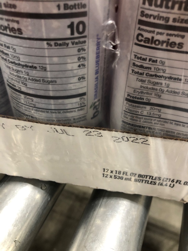 Photo 1 of Bai Flavored Water, Brasilia Blueberry, Antioxidant Infused Drinks, 18 Fluid Ounce Bottles, 12 Count
**BEST BY:07/23/2022**