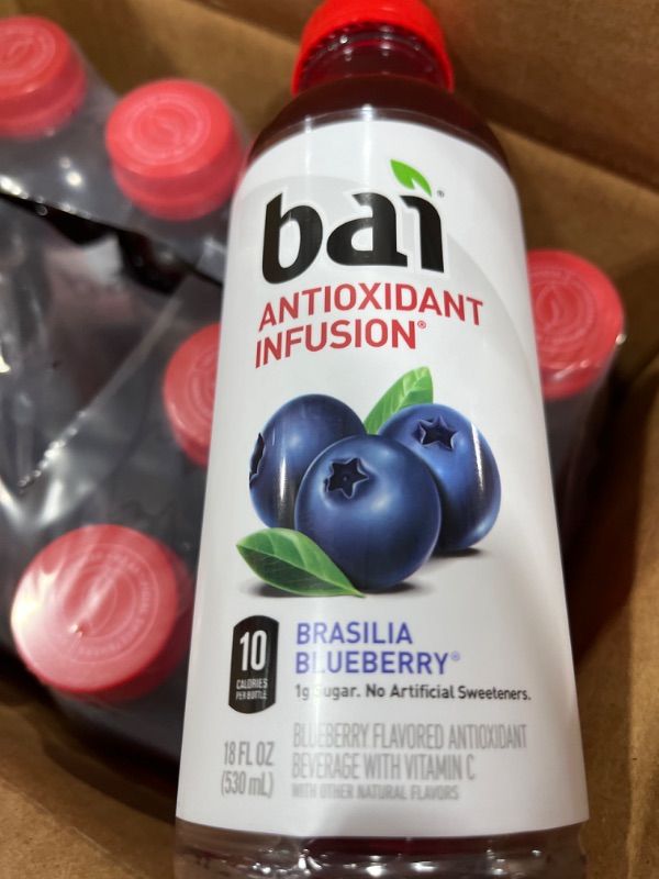 Photo 1 of Bai Flavored Water, Brasilia Blueberry, Antioxidant Infused Drinks - 18 Fl Oz 12PCK EXP DATE 06/02/2022***
