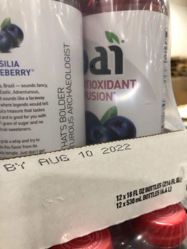 Photo 3 of Bai Flavored Water, Brasilia Blueberry, Antioxidant Infused Drinks, 18 Fluid Ounce Bottles, 12 Count 
**BEST BY:08/10/2022**
