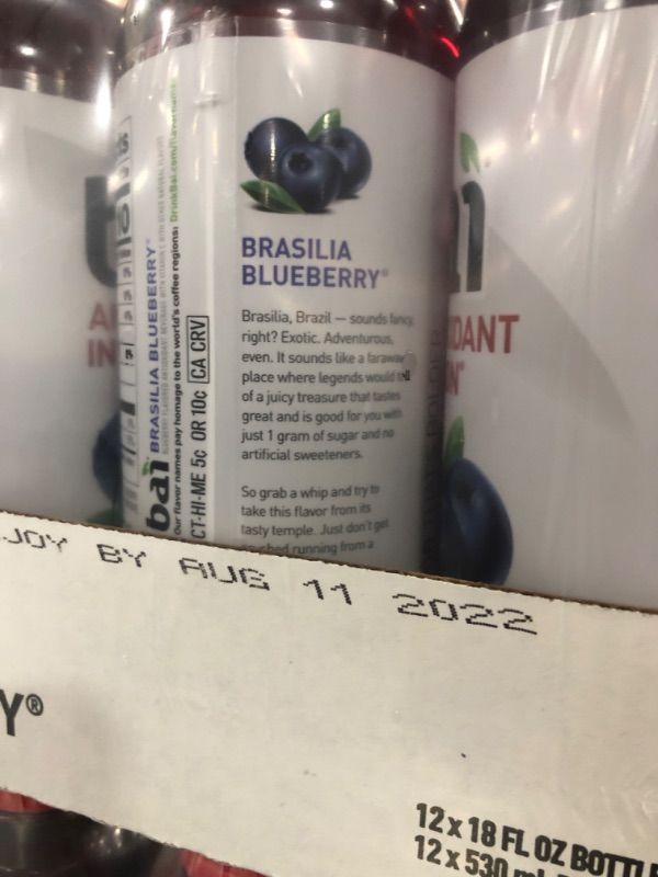 Photo 3 of Bai Flavored Water, Brasilia Blueberry, Antioxidant Infused Drinks, 18 Fluid Ounce Bottles, 12 Count **BEST BY:08/11/2022**
