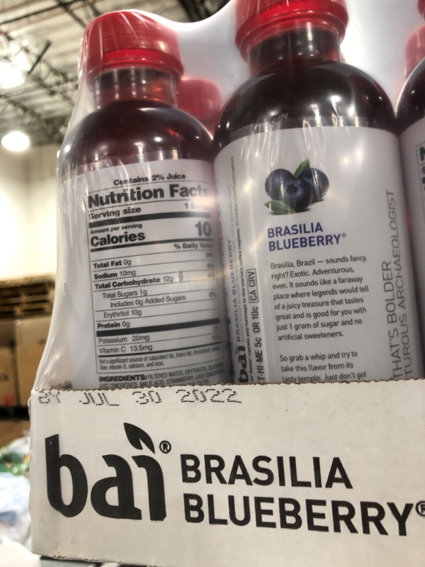 Photo 3 of Bai Flavored Water, Brasilia Blueberry, Antioxidant Infused Drinks, 18 Fluid Ounce Bottles, 12 Count
