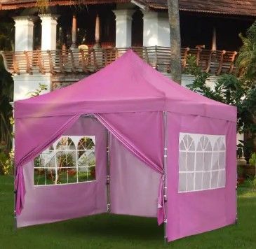 Photo 1 of 10 ft. x 10 ft. Pink Instant Folding Canopy with Sidewalls and Carrying Bag
