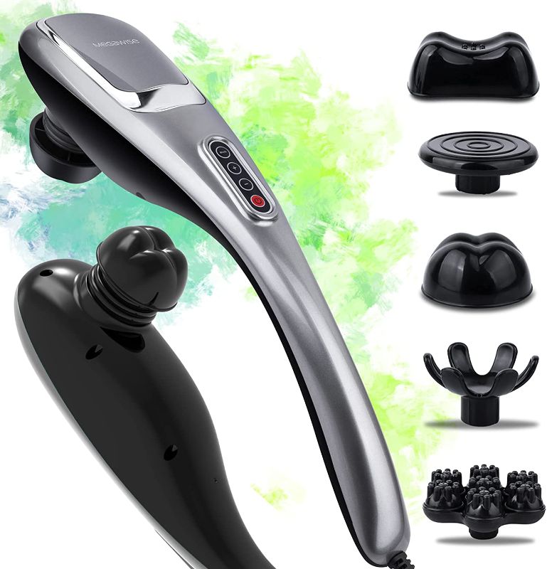 Photo 1 of MEGAWISE Handheld Back Massager | Powerful 3600 RPM 5-Speed Motor Knotty Muscle Relief |Deep Tissue Percussion Massage for Back, Neck, Shoulders, Waist and Legs | Mega Versatile with 5 Nodes in Box
