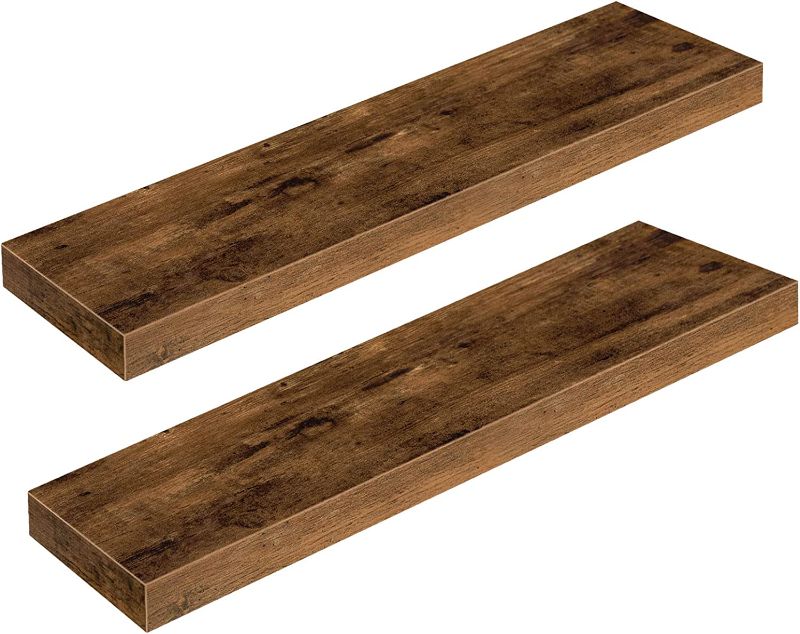 Photo 1 of ALLOSWELL Floating Shelves, Decorative Wall Shelf Set of 2, 31.5 inch, Long Hanging Shelves, Easy to Install, for Kitchen, Living Room, Bathroom, Laundry Room, Rustic Brown FSHR8001S2
