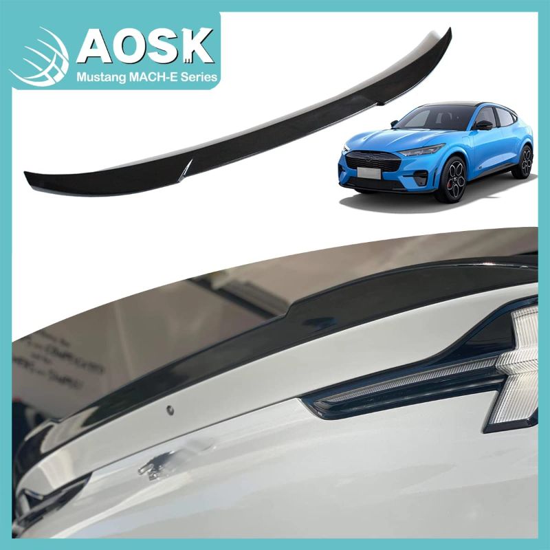 Photo 1 of AOSK for Mustang Mach E Rear Spoiler Trunk Spoiler Wing, Compatible with Mustang mach e Exterior Accessories (Glossy Black)
