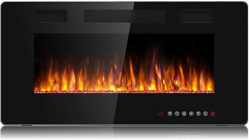 Photo 1 of BOSSIN 36 inch Ultra-Thin Silence Linear Electric Fireplace Inserts, Recessed Wall Mounted Fireplace, Fit for 2 x 4 and 2 x 6 Stud, Adjustable Flame Color & Speed,Touch Screen Remote Control 8h Timer
