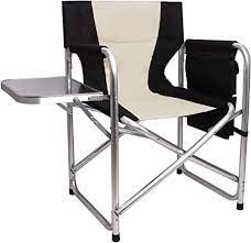 Photo 1 of Camping Directors Chair Portable Folding Chair Full Aluminum Frame Camping Chair Lightweight Makeup Chair Heavy Duty with Armrest Side Table Storage Bag for Outdoor Camp Patio Lawn Garden Beach Trip
