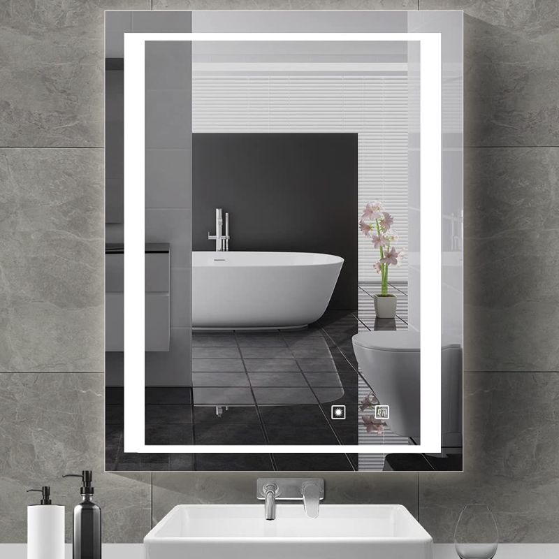 Photo 1 of Qimh 36 x 28 Inch Bathroom LED Vanity Mirror,Anti-Fog & Dimmer Touch Switch Mirror,63" Cable with 3-Prong Plug (Horizontal/Vertical)
