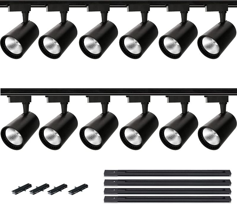 Photo 1 of 12 Packs Plug in LED (Include 13 Foot H-Track Rails )Doavis Track Lighting System 3000K Warm White .25w x 12 Track Lighting Heads for Accent Task Wall,Spot Light (Black, 12-heads-3000k)
