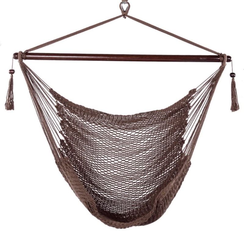 Photo 1 of Blissun Hanging Hammock Chair, Swing Chair, 40-inch Wide Seat, Polyester Cotton (Mocha)
