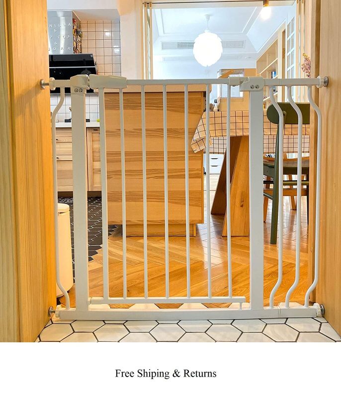 Photo 1 of BalanceFrom Easy Walk-Thru White Safety Gate for Doorways and Stairways
