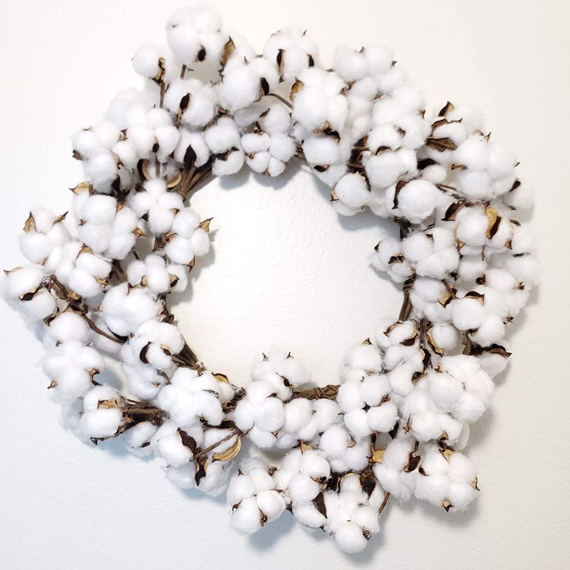 Photo 1 of Arca Cotton Wreath for Front Door Year Round - 22 Inch Farmhouse Wall Decor Cotton Fall Wreath - Real Cotton Boll Wreath for Home, Living Room, Bedroom, Kitchen - Welcome Hanging Wreath Party Wedding
