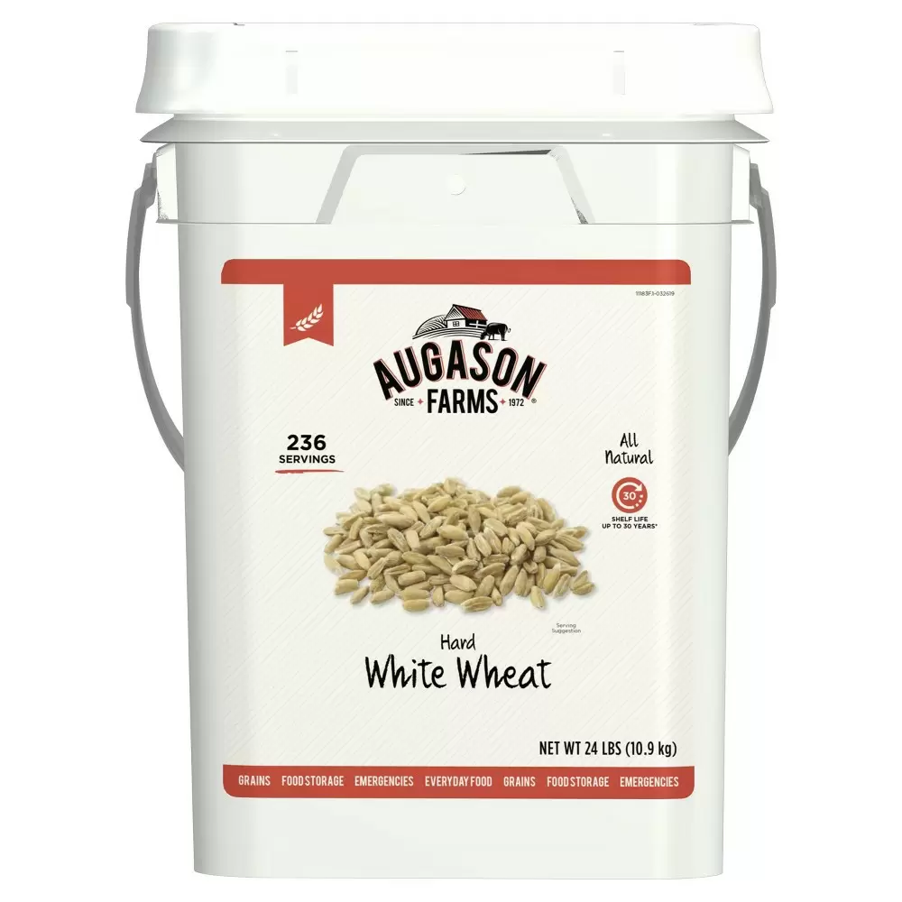 Photo 1 of Augason Farms Hard White Wheat Emergency Food Storage 24 Pound Pail, BEST BY 08 FEB 2051
