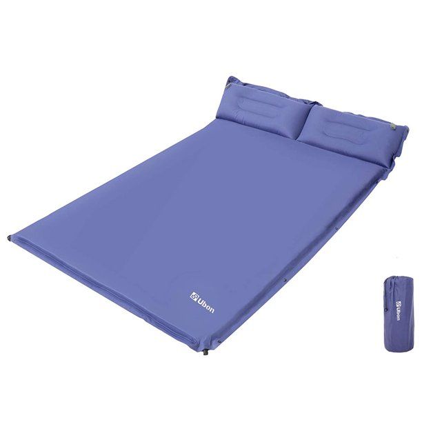 Photo 1 of Ubon Double Camping Sleeping Pad Self- Inflating Camping Mattress with Pillows 2 Person Lightweight air Mattress Backpacking for Tent - Sky Blue