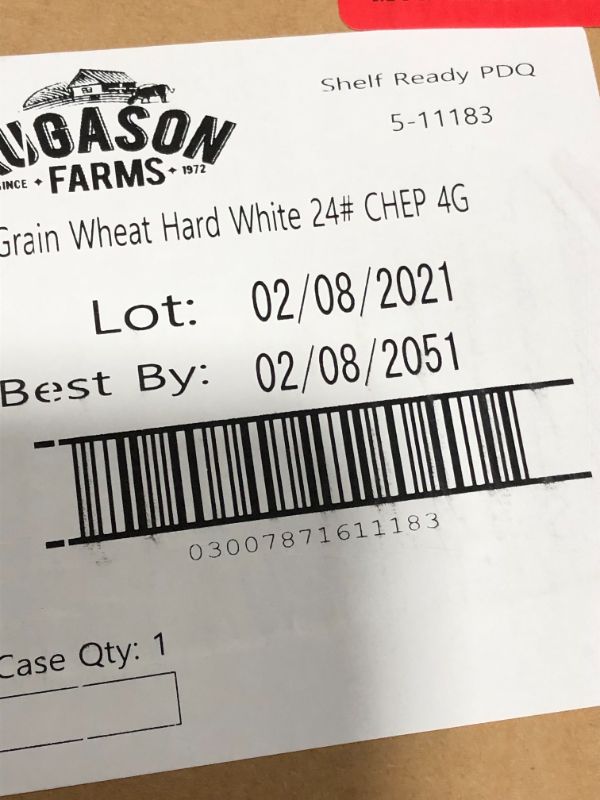 Photo 3 of Augason Farms Hard White Wheat Emergency Food Storage 4 Gallon Pail - BEST BY 02/08/2051