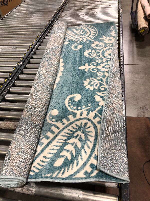 Photo 2 of 5' X 7' Vintage Medallion Outdoor Rug Turquoise - Opalhouse™
