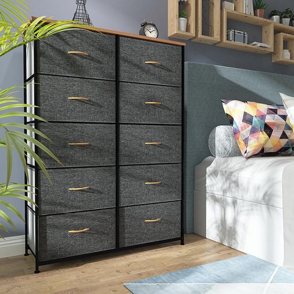 Photo 1 of YITAHOME® 10 Drawer Fabric Dresser Storage Tower Dark Gray