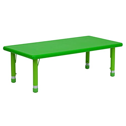 Photo 1 of Flash Furniture 24''W x 48''L Rectangular Green Plastic Height Adjustable Activity Table