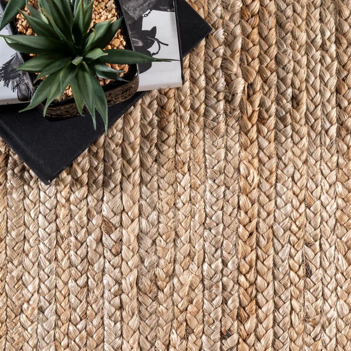 Photo 1 of 3 X 5 FEET NULOOM JUTE RUG WITH FRINGE, TAN