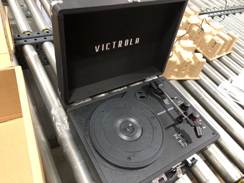 Photo 1 of Victrola Vintage 3-Speed Bluetooth Portable Suitcase Record Player with Built-in Speakers | Upgraded Turntable Audio Sound| Includes Extra Stylus | Black, Model Number: VSC-550BT-BK
