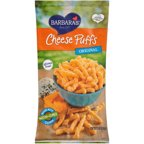 Photo 1 of Barbara'S Bakery Gluten Free Original Cheese Puffs 7 Ounce Bag - 12 Per Case, BEST BY 30 SEPT 2021