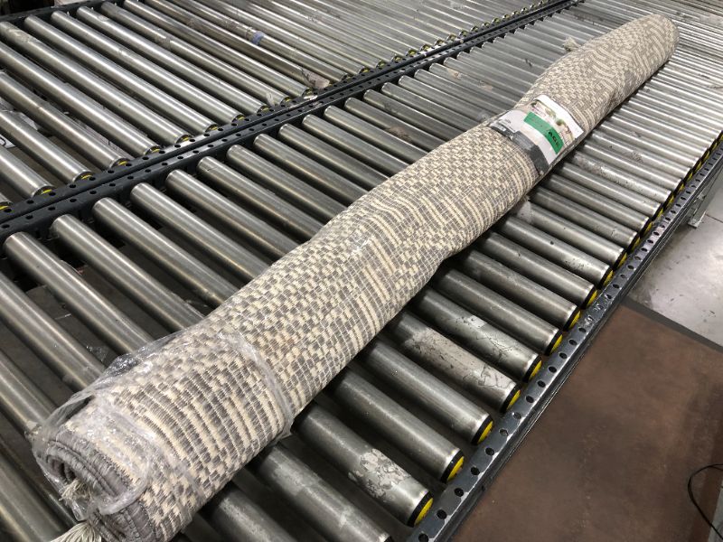 Photo 1 of 7' X 10' Diamond Outdoor Rug With Fringe Ivory/gray