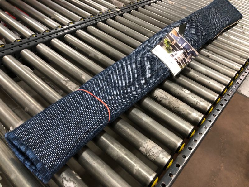 Photo 1 of 5' X 7' Stripe Outdoor Rug Navy - Threshold