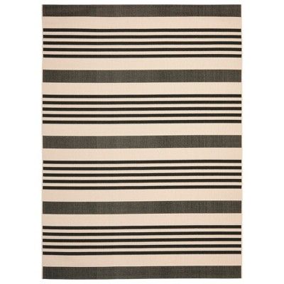 Photo 1 of 9' x 12' Santorini Outdoor Rug Black/Bone - Safavieh
