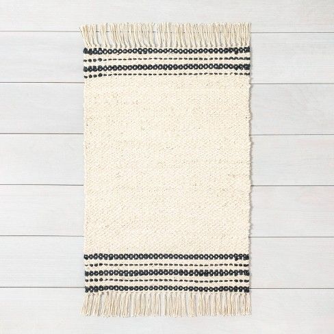 Photo 1 of 3' x 5' Charcoal Stripe Jute Rug Cream - Hearth Hand with Magnolia