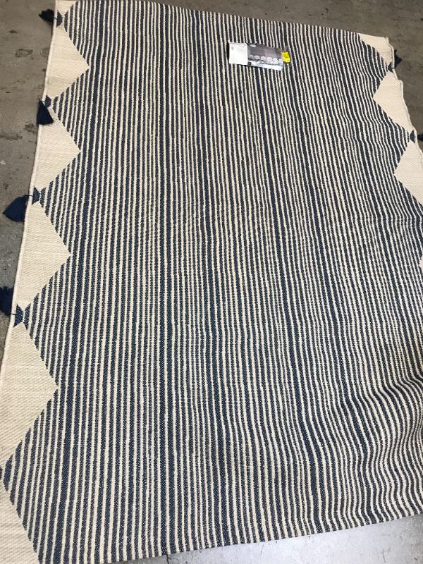 Photo 3 of 5' x 7' Linear Global Stripe Outdoor Rug Navy/Ivory - Project 62™