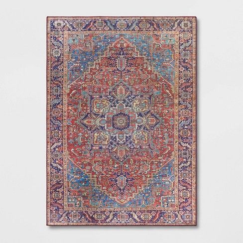 Photo 1 of 5'x7' Brya Ave Bold Persian Style Rug Red/Navy - Opalhouse