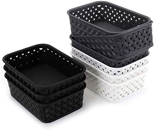 Photo 1 of 9-Pack Small Plastic Storage Basket, Woven Basket Bin for Closet Organization, De-Clutter, Accessories, Toys