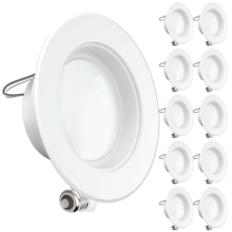 Photo 1 of Sunco 10 Pack 4 Inch LED Recessed Downlight, Baffle Trim, 11W, 6000K Deluxe

