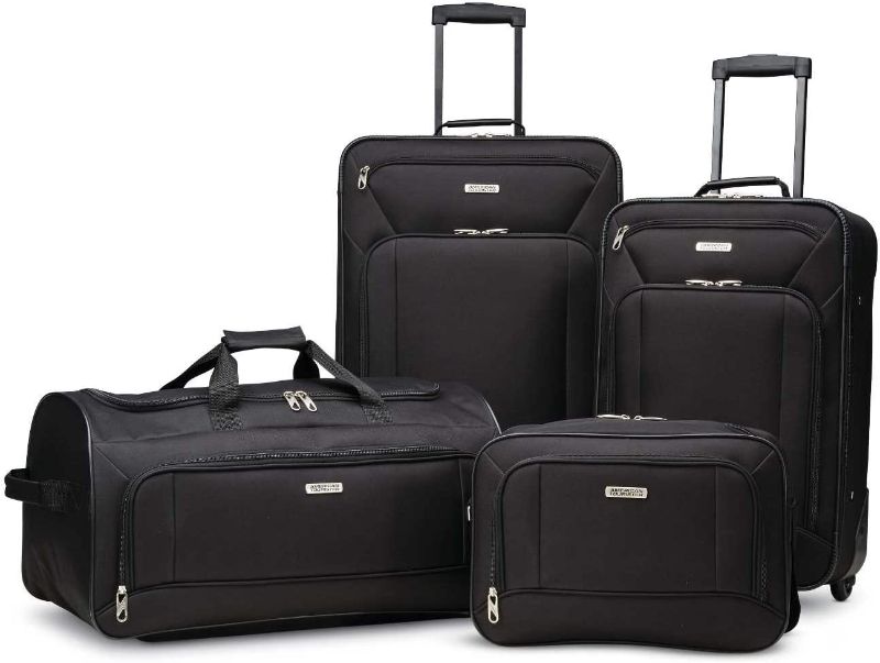 Photo 1 of American Tourister Fieldbrook XLT Softside Upright Luggage, Black, 4-Piece Set