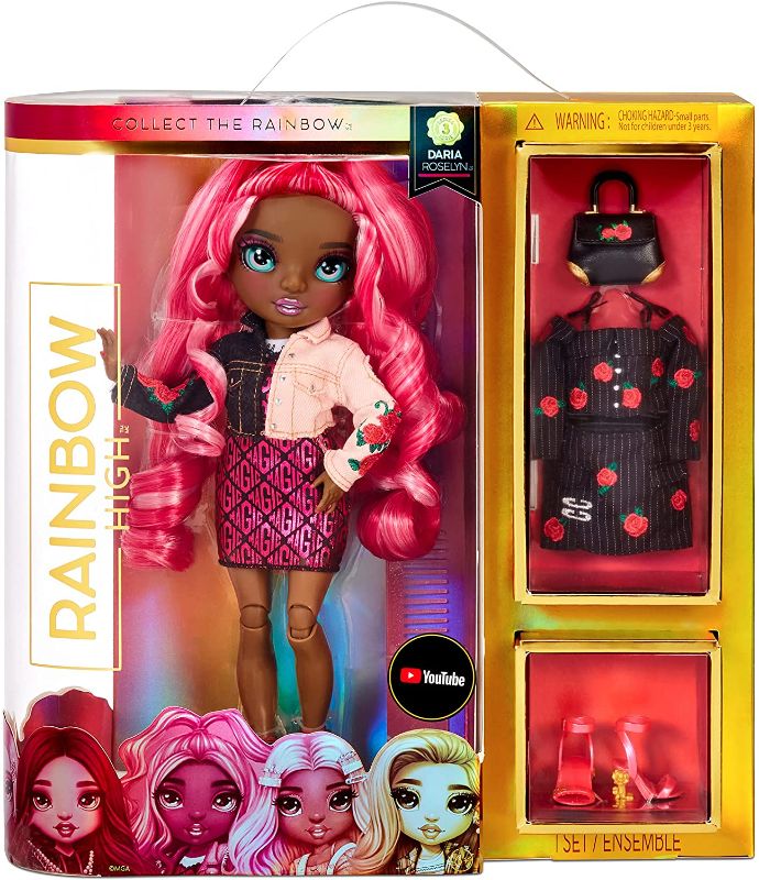 Photo 1 of Rainbow High Series 3 Daria Roselyn Fashion Doll – Rose (Pinkish Red) with 2 Designer Outfits to Mix & Match with Accessories
