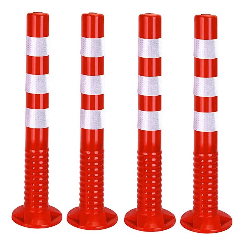 Photo 1 of 4PCS 28? Grab Delineator Post Safety Traffic Cones Road Parking Cones With Reflective Collars Orange Construction Cones For Home Road Parking Practice Emergency Use