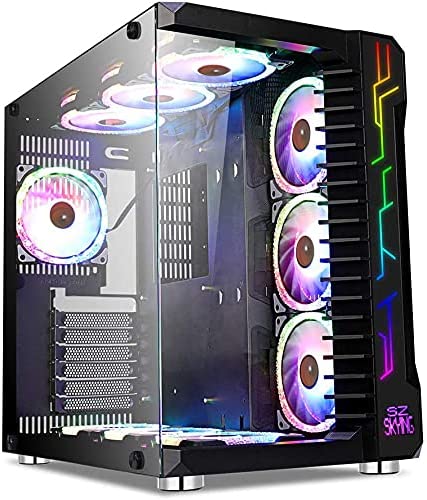 Photo 1 of SZSKYING Gaming pc Case ATX Computer Game mid Tower 3.0 USB Tempered Glass Panel with 10PCS ARGB Fans Control Remote Black