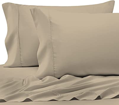 Photo 1 of 400 Thread Count Cotton Standard Pillowcases Simply Taupe 100% Long Staple Cotton Cool Satin Pillowcase with Stylish 4 inch Hem Set of 2 Pillow Cover (Simply Taupe Standard 100 Cotton Pillow Cases)