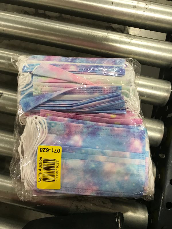 Photo 1 of 50 piece disposable face masks in 2 designs- watercolor and stars