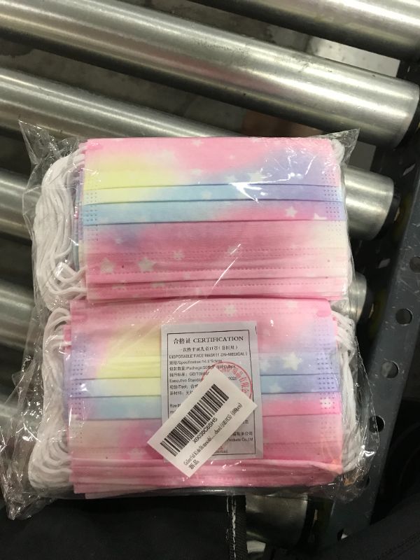 Photo 1 of 50 piece disposable face masks in 2 designs- watercolor and stars