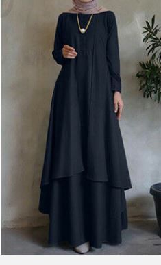 Photo 1 of Women Long Sleeve Crew Neck Muslim Kaftan Morocco Abaya Long Maxi Shirt Dress US