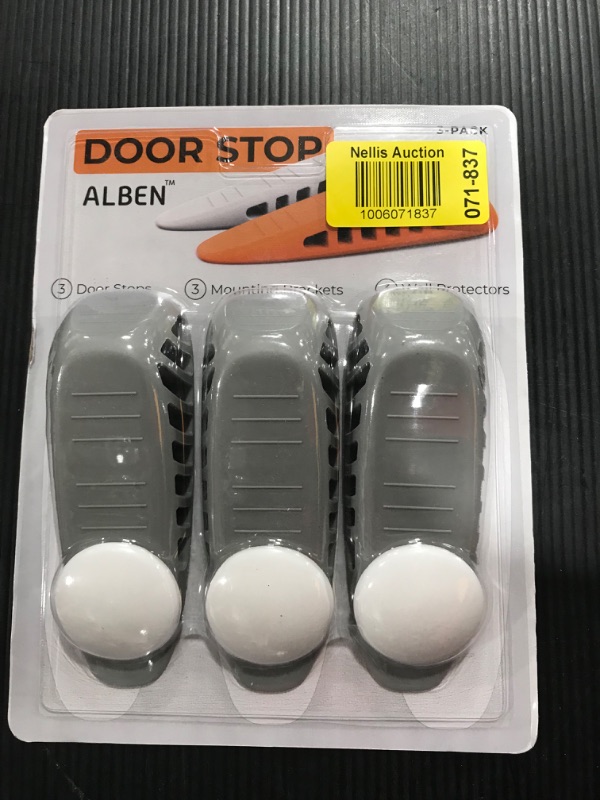 Photo 2 of ALBEN Rubber Door Stopper Set - (Gray, 3 Pack) for All Flooring Types - 3 Heavy Duty Rubber Door Stops with 3 Silicone Wall Protectors and Convenient