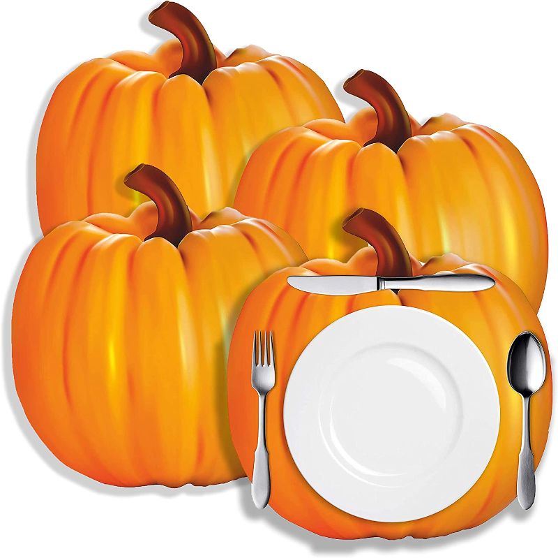 Photo 1 of 25 Large 17” x 17” Fall Pumpkin Disposable Paper Placemats Breakfast Lunch Dessert Dinner & Dining Place mat Table Decor Autumn Halloween Thanksgiving Harvest Celebration Children Party Decorations, 2 SETS
