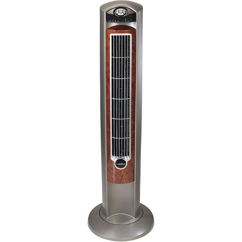 Photo 1 of Lasko - Wind Curve Tower Fan with Nighttime Setting - Gray
