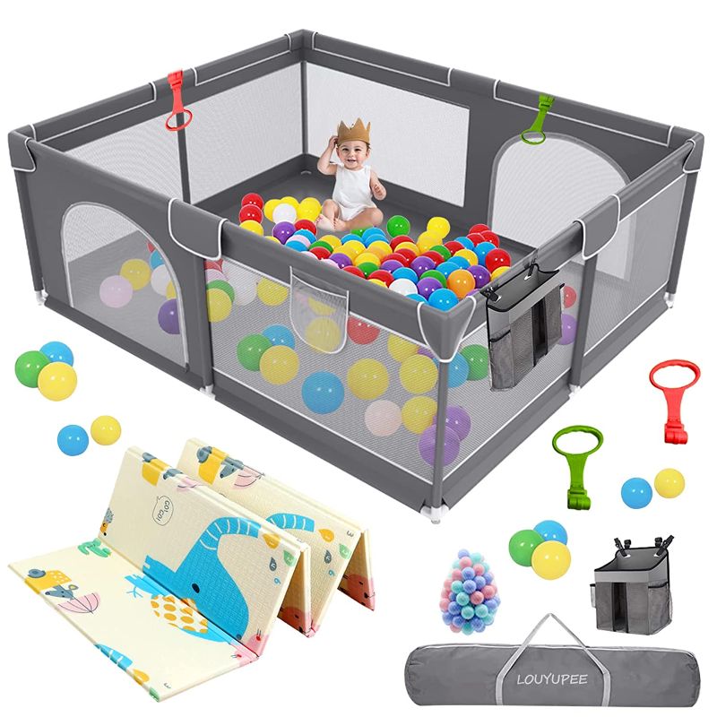 Photo 1 of Baby Playpen,Playpen for Babies and Toddlers,Portable Kids Safety Play Center Yard with gate,for Indoor & Outdoor Anti-Fall & Portable Play Yard(Size:59*71*26inch)
