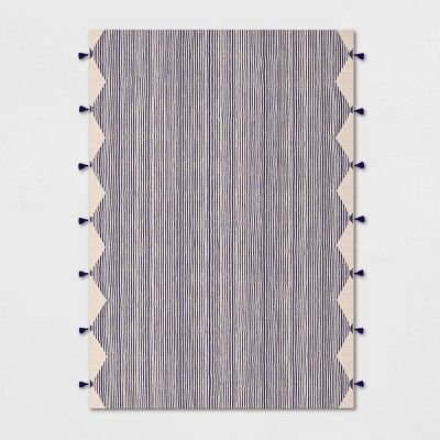 Photo 1 of 7' x 10' Linear Global Stripe Outdoor Rug Navy/Ivory - Project 62™