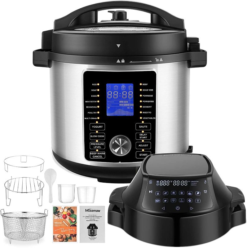 Photo 1 of 17-In-1 Pressure Cooker 6 Quart Electric Pressure Cooker Air Fryer Combo, 1500W Slow Cooker, Multicooker, Rice Cooker with Nesting Broil Rack/Two Detachable Lids, Smart LED Touchscreen, Recipe Book
