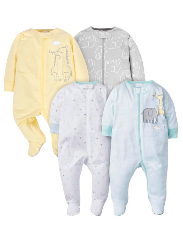 Photo 1 of Gerber Baby Boy or Girl Gender Neutral Sleep 'N Play Footed Pajamas, 4-Pack
