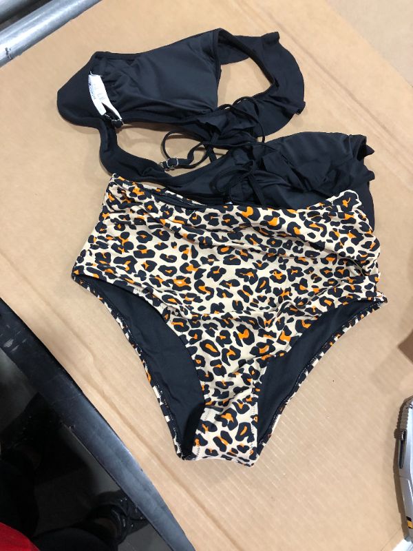 Photo 2 of Black And Leopard Falbala Bikini, Large
